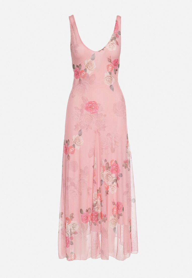 lovery Rochie Roz din plasă cu Motiv Floral Milanessa