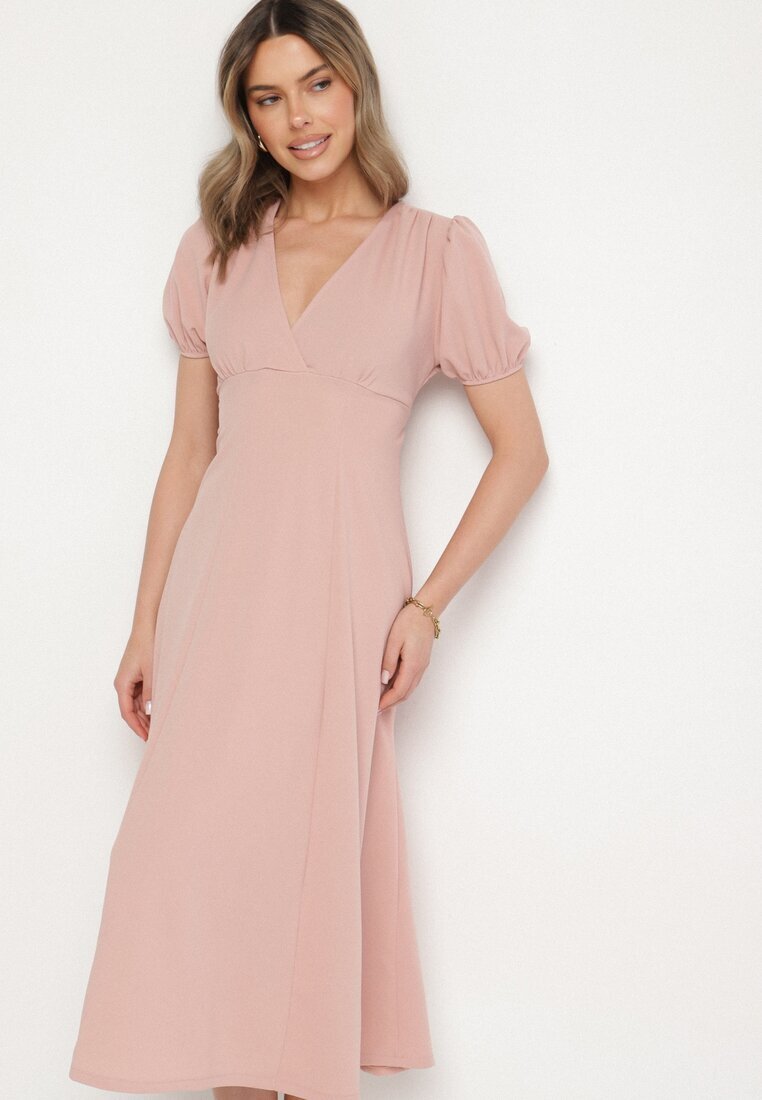 lovery Rochie Roză de cocktail cu croială evazată cu legătură Zilarie