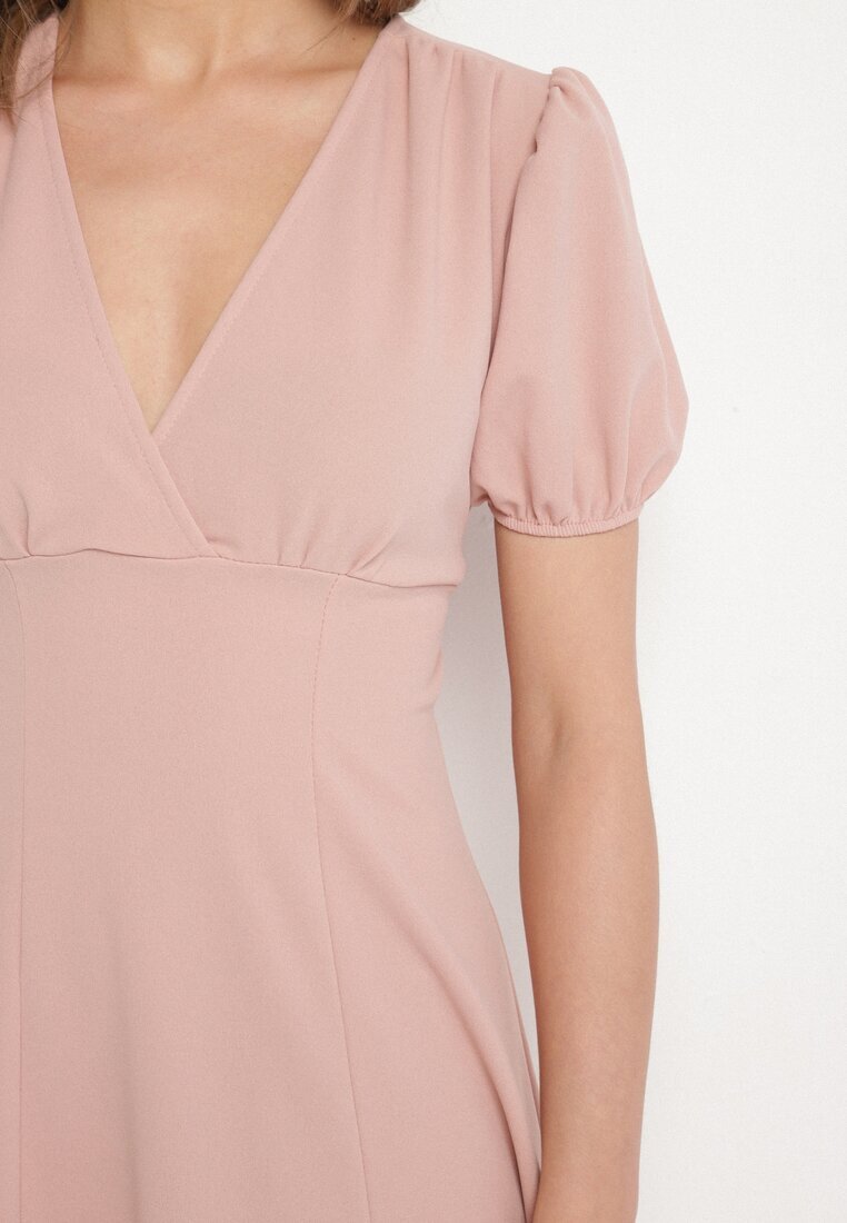 lovery Rochie Roză de cocktail cu croială evazată cu legătură Zilarie