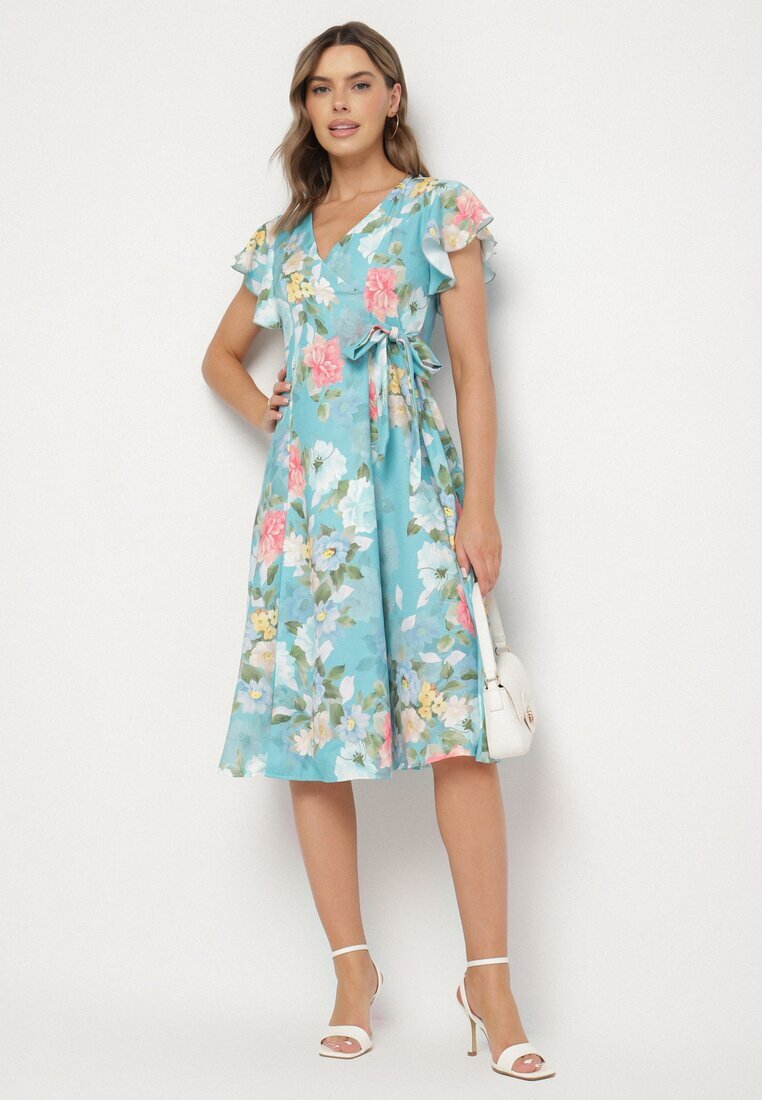 lovery Rochie Verde Florală cu decolteu petrecut Atorina