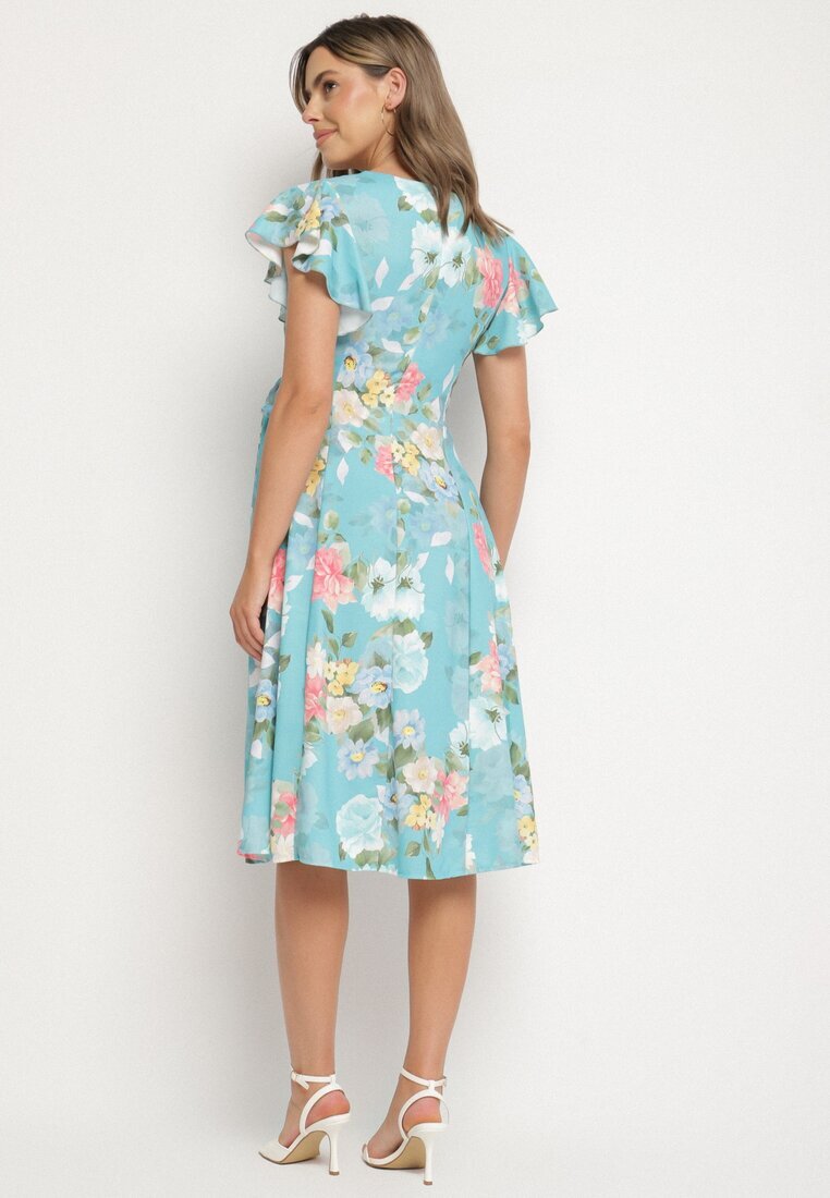 lovery Rochie Verde Florală cu decolteu petrecut Atorina