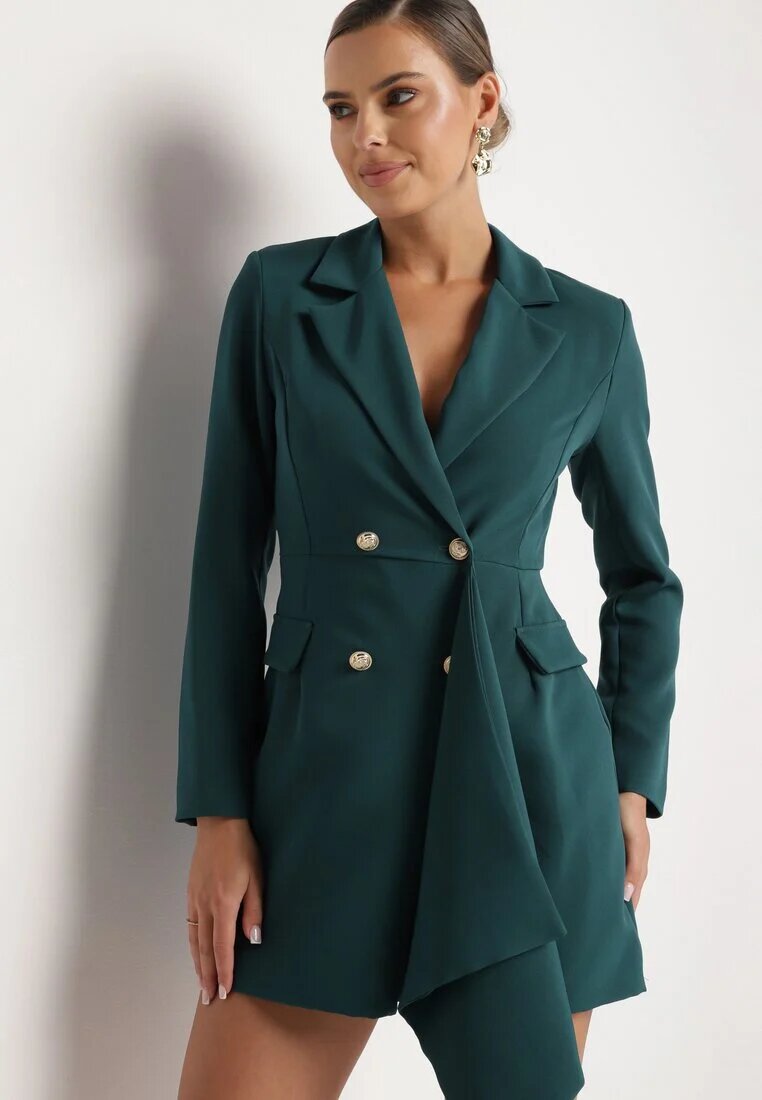lovery Rochie Verde închis Cambrată cu croială tip sacou cu mini trenă Besista