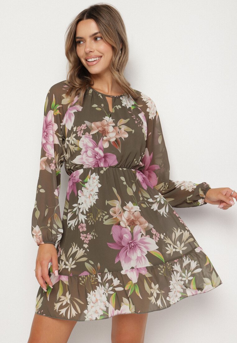 lovery Rochie Verde închis evazată florală Zeramera