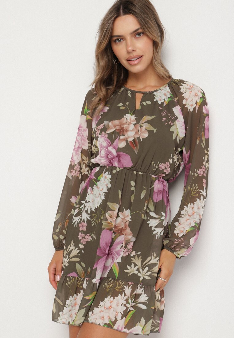 lovery Rochie Verde închis evazată florală Zeramera