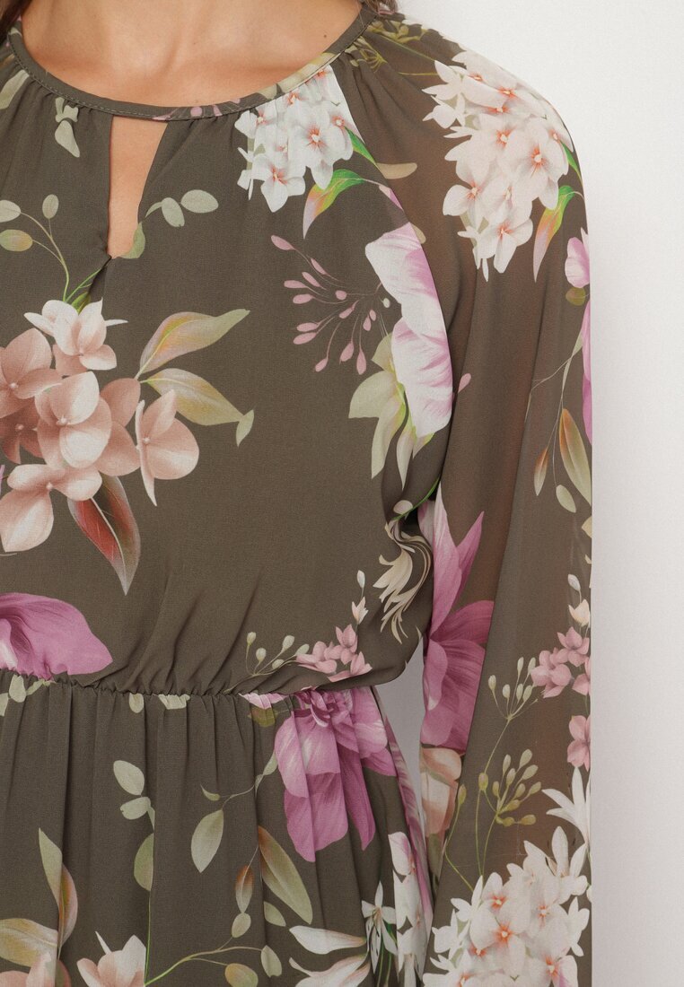 lovery Rochie Verde închis evazată florală Zeramera