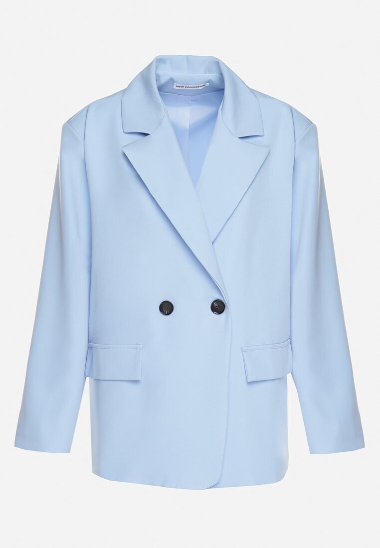 lovery Sacou Albastru deschis la două rânduri cu croi tip box oversize Kosalia