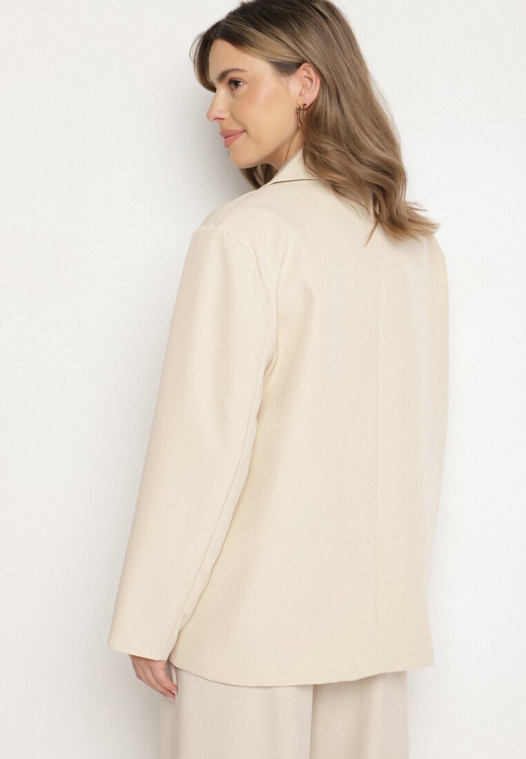 lovery Sacou Bej Dublu Rând cu Croi Drept Oversize Kosalia