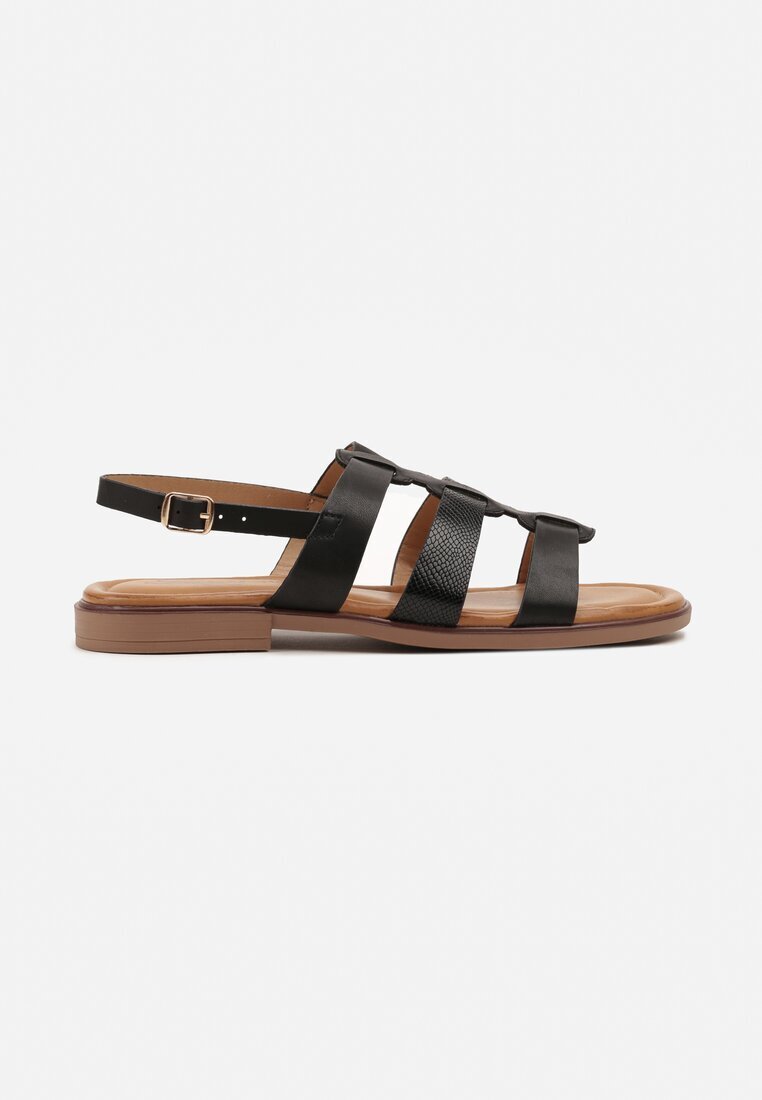 lovery Sandale Negre în Stil Roman Nilitte