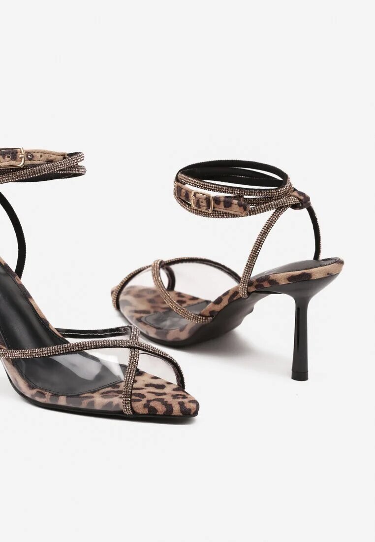 lovery Sandale panteră stiletto decorate cu zirconii Filiprana