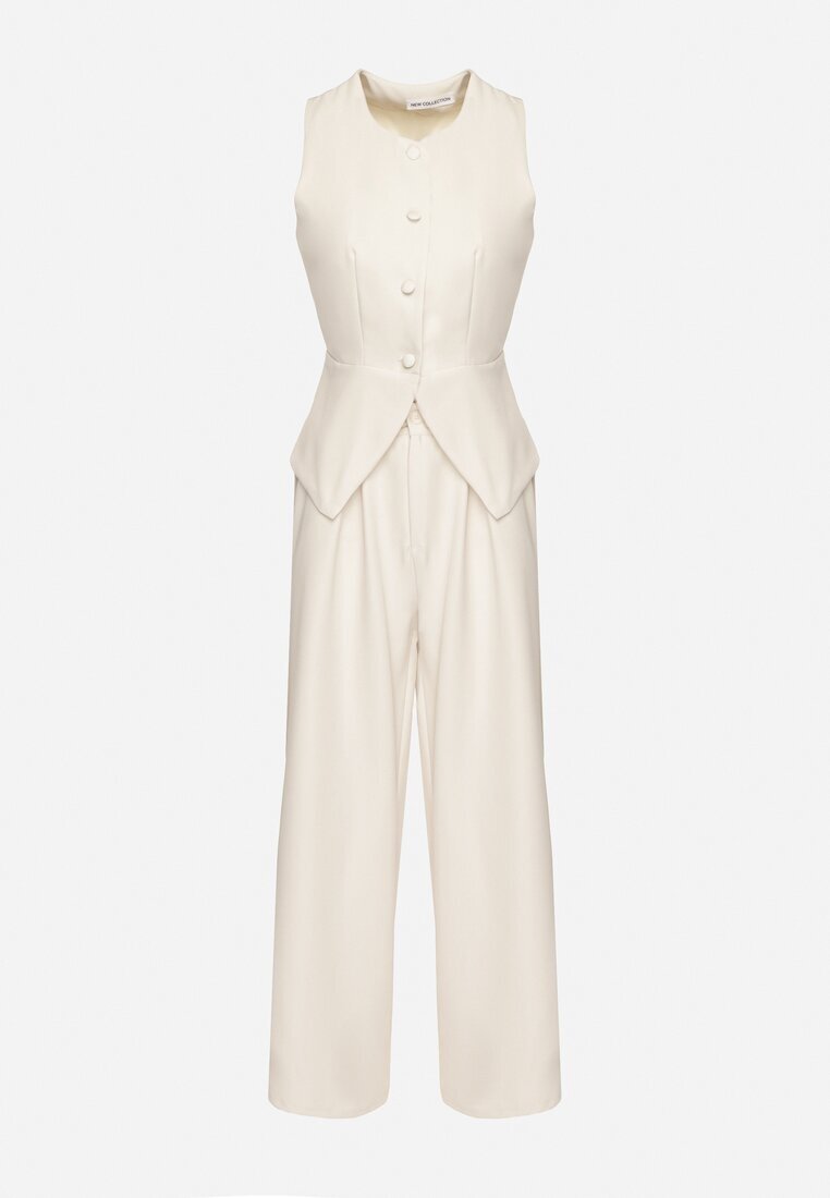 lovery Set de costum bej Vestă și Pantaloni cu croi larg Zivarelle