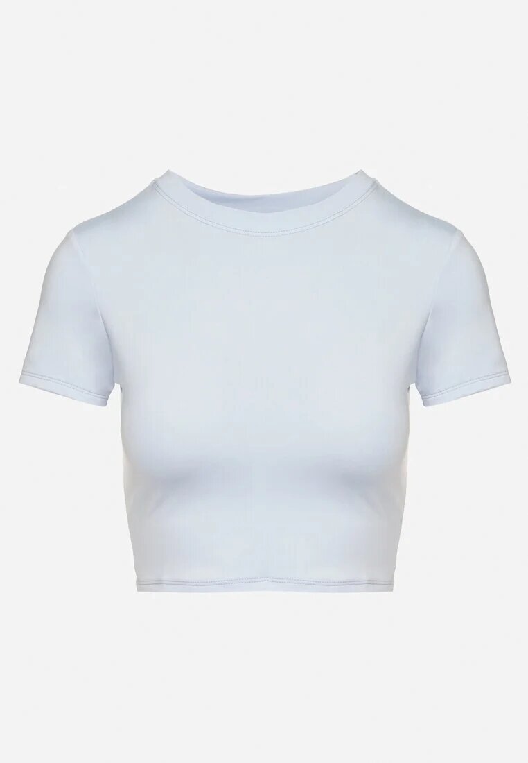 lovery Tricou Albastru deschis din viscoză cu croială ajustată tip Crop Top Folirra