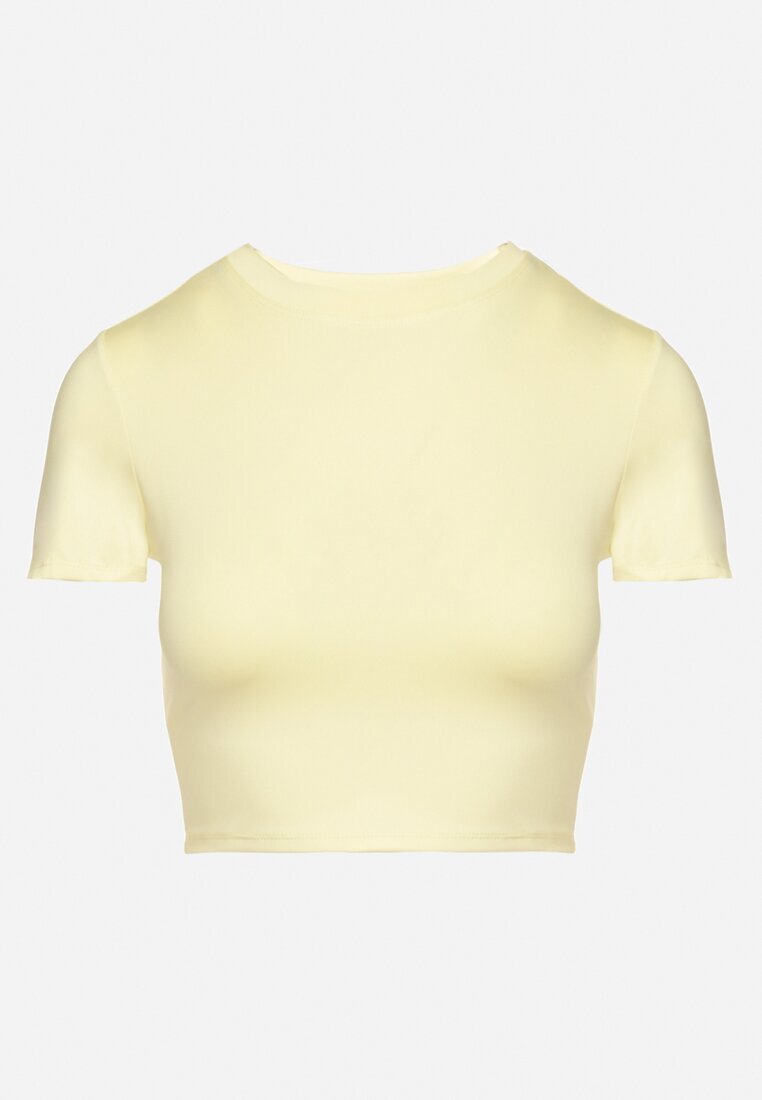 lovery Tricou Galben din Viscoză cu croi ajustat Tip Crop Top Folirra