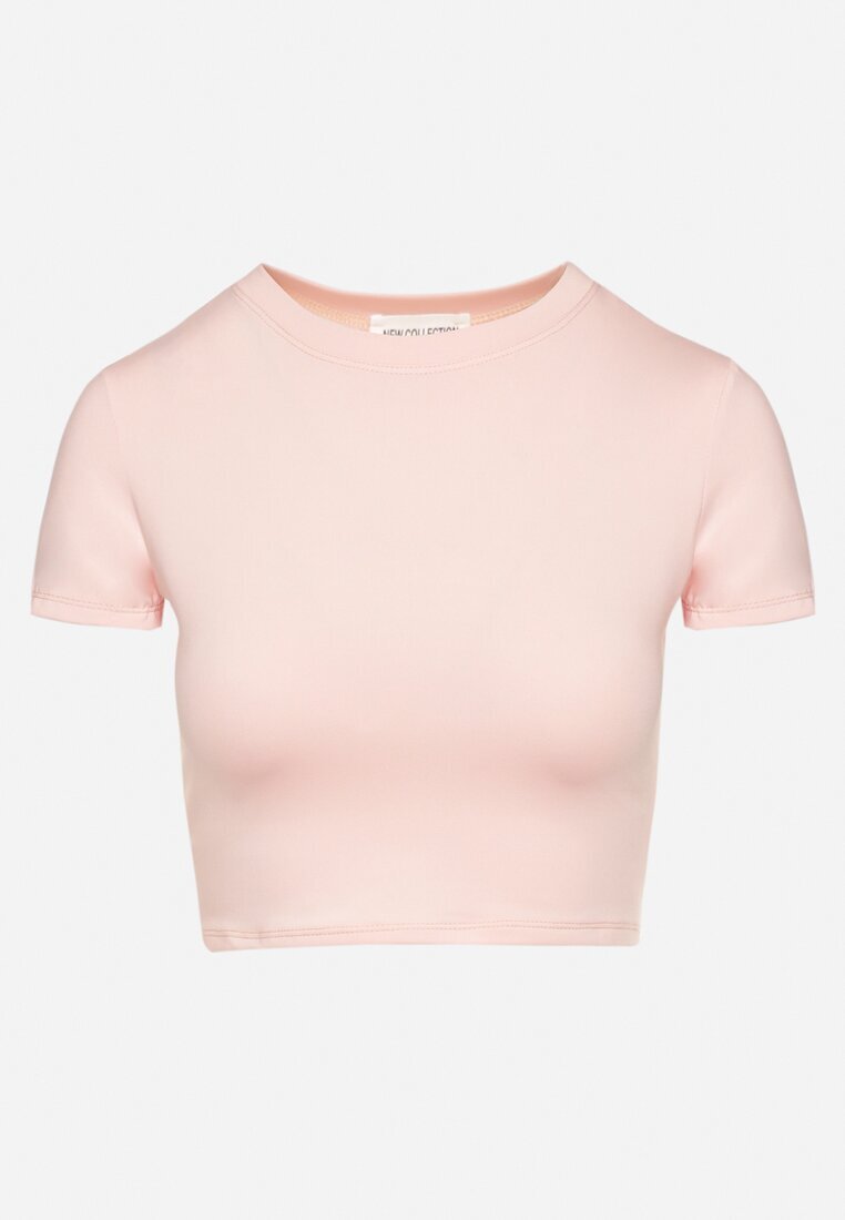 lovery Tricou Roz din Viscoză cu croi ajustat Tip Crop Top Folirra