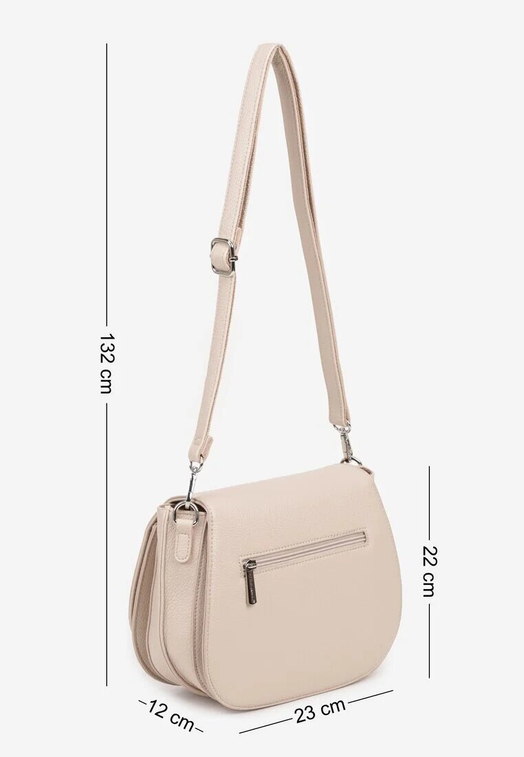 luigisanto Geantă crossbody bej cu două compartimente cu clapă decorativă Redavinae