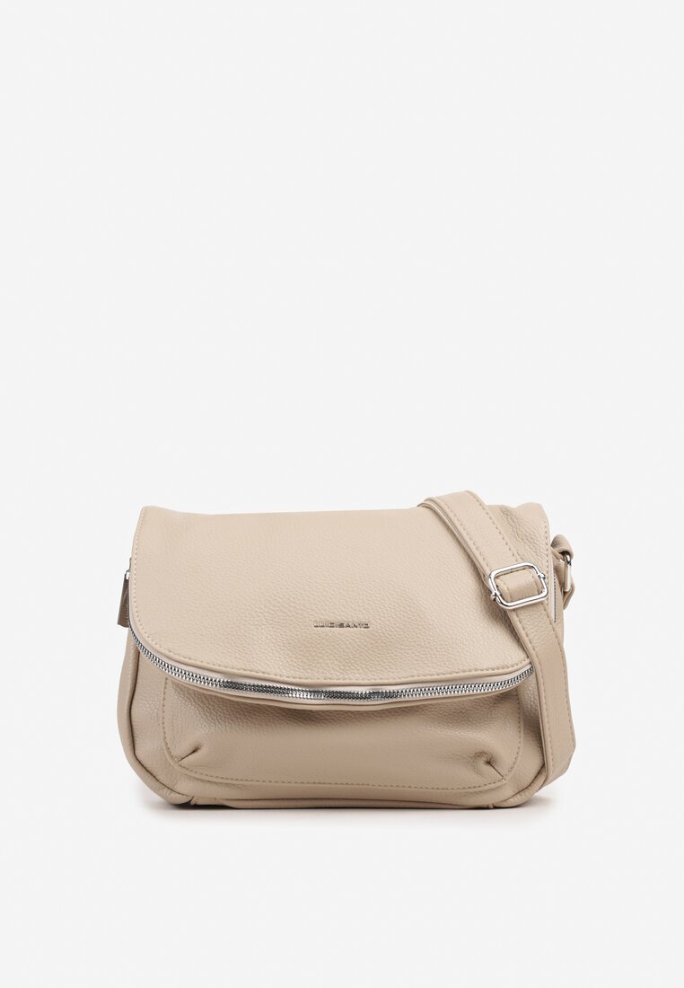 luigisanto Geantă crossbody bej închis cu clapetă și fermoar decorativ Rediraya
