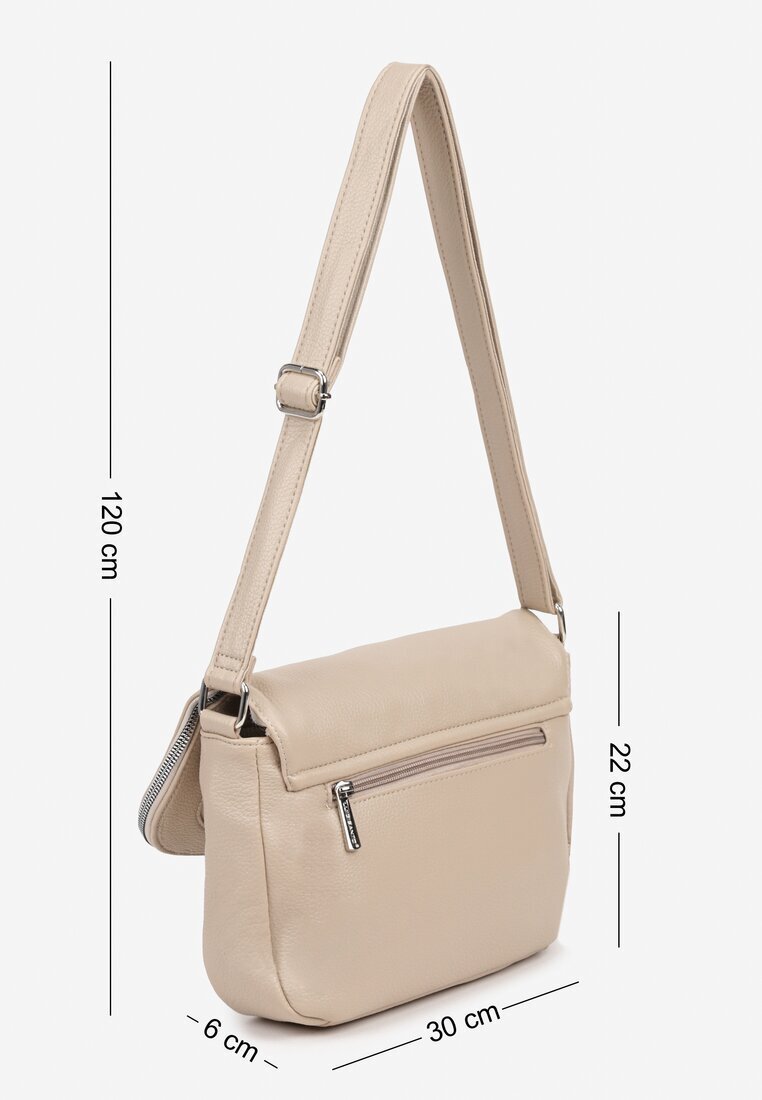 luigisanto Geantă crossbody bej închis cu clapetă și fermoar decorativ Rediraya