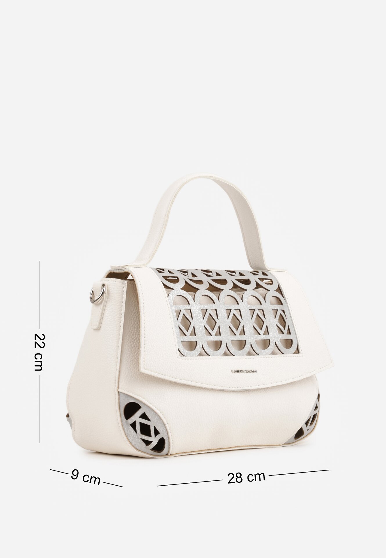luigisanto Geantă crossbody cu mâner decorată cu inserții ajurate Nomipea Albă