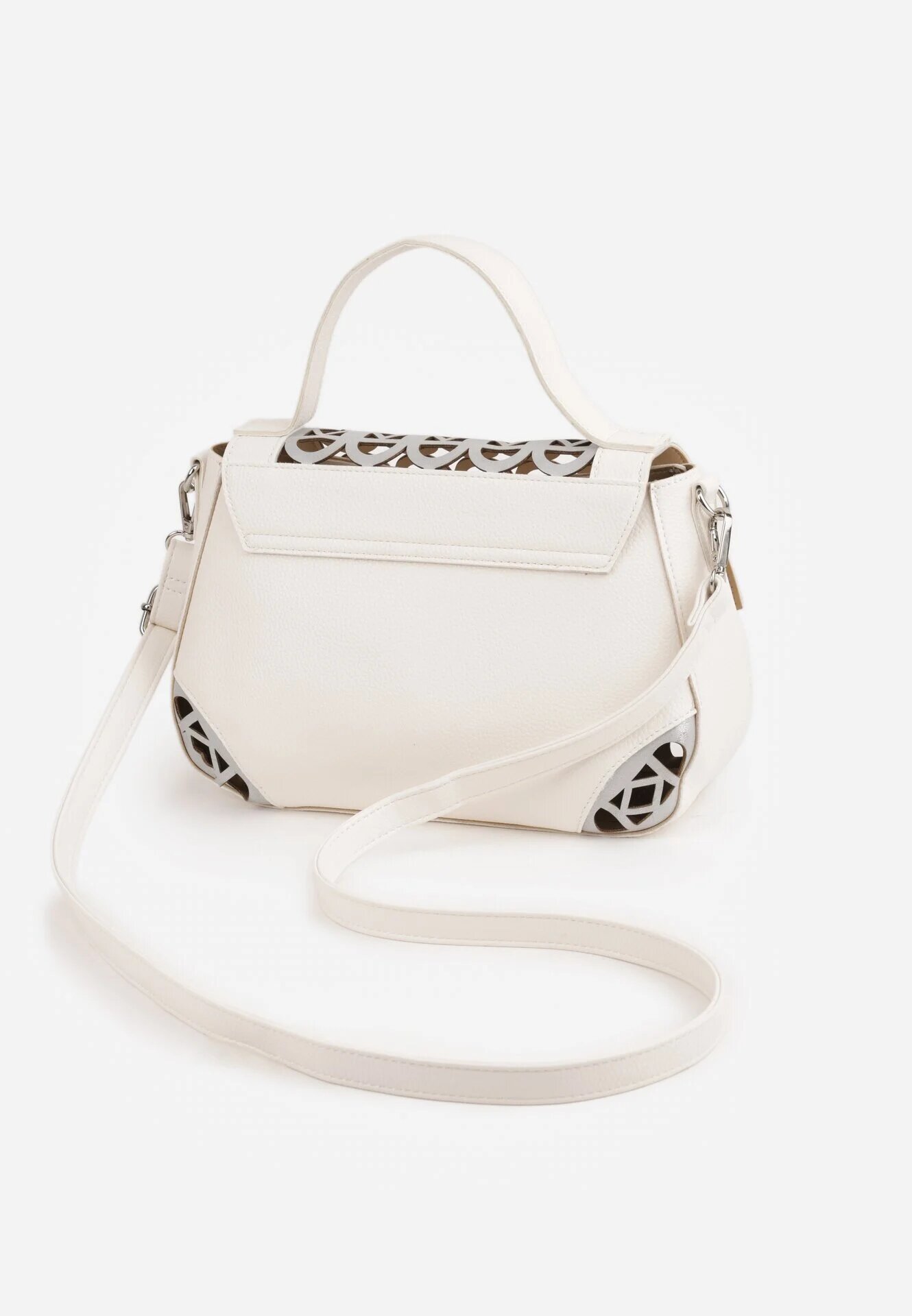 luigisanto Geantă crossbody cu mâner decorată cu inserții ajurate Nomipea Albă