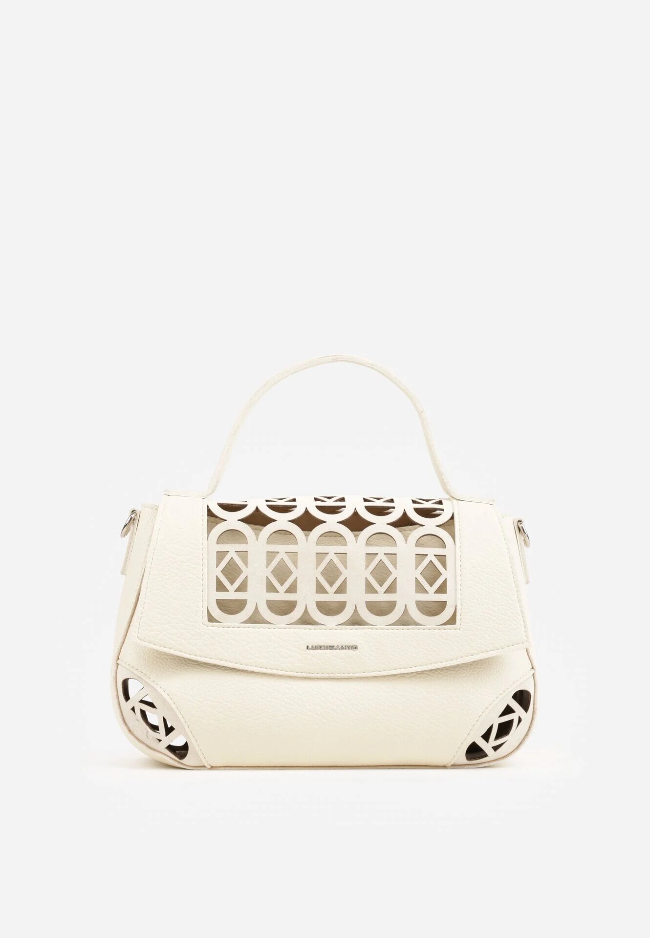 luigisanto Geantă crossbody cu mâner decorată cu inserții ajurate Nomipea Bej