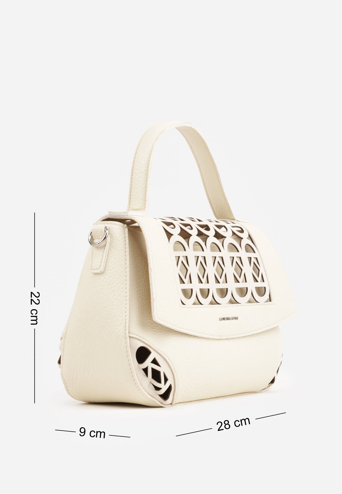 luigisanto Geantă crossbody cu mâner decorată cu inserții ajurate Nomipea Bej