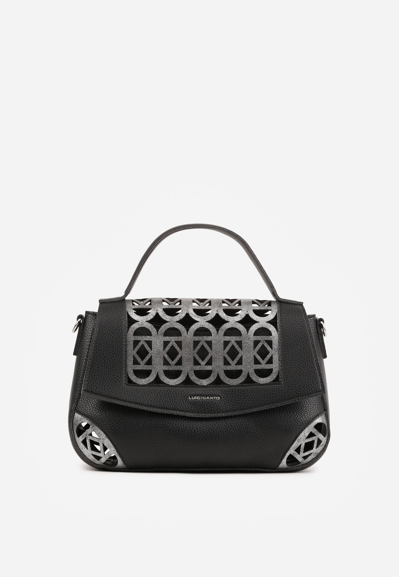 luigisanto Geantă crossbody cu mâner decorată cu inserții ajurate Nomipea Neagră