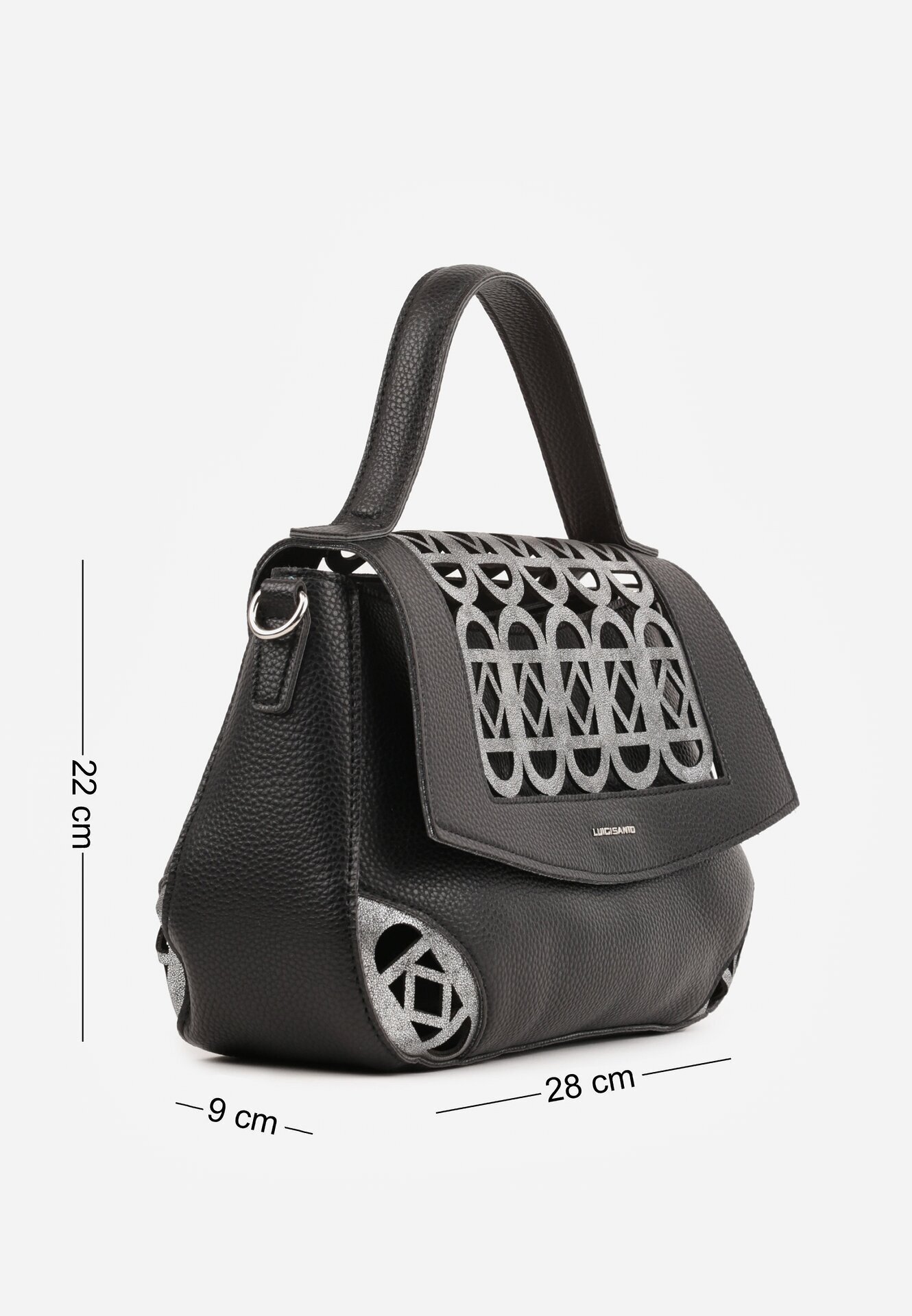 luigisanto Geantă crossbody cu mâner decorată cu inserții ajurate Nomipea Neagră