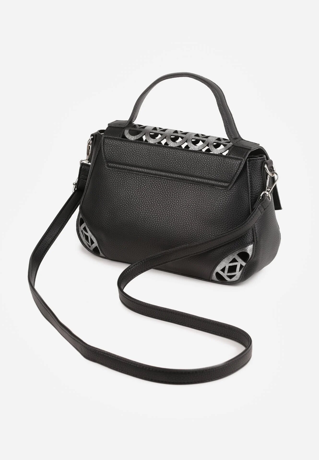 luigisanto Geantă crossbody cu mâner decorată cu inserții ajurate Nomipea Neagră