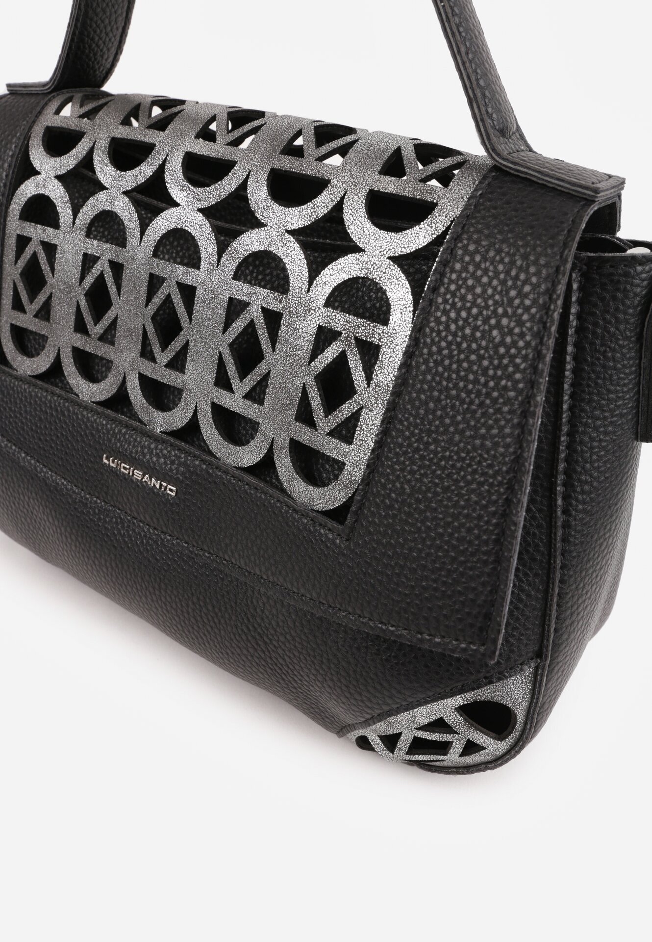 luigisanto Geantă crossbody cu mâner decorată cu inserții ajurate Nomipea Neagră