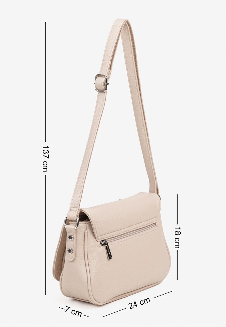 luigisanto Geantă Mică Bej Crossbody cu Rabat și Finisaj Argintiu Turila