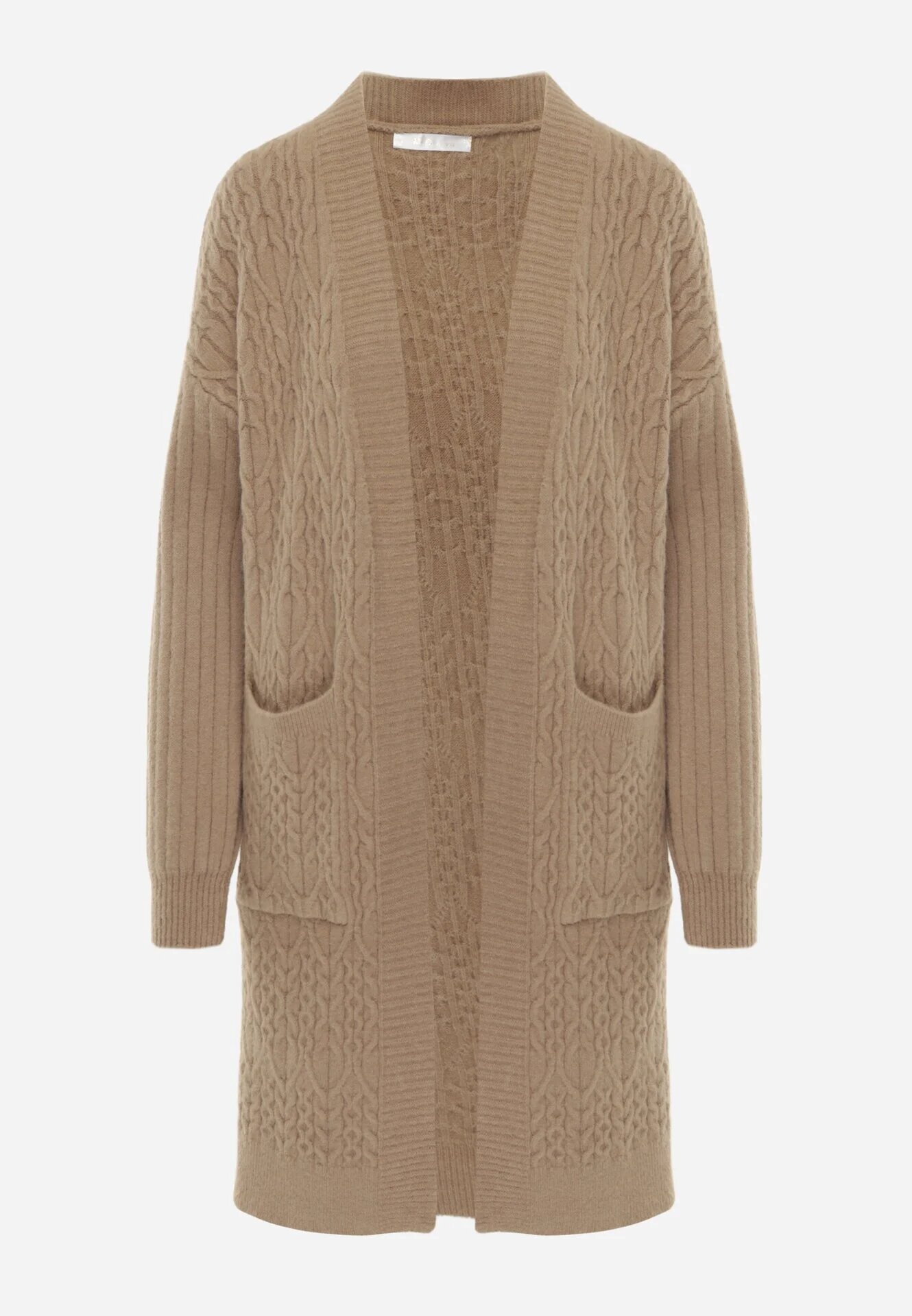 m&d fashion Cardigan cu croi lung și împletituri Lerlit Bej