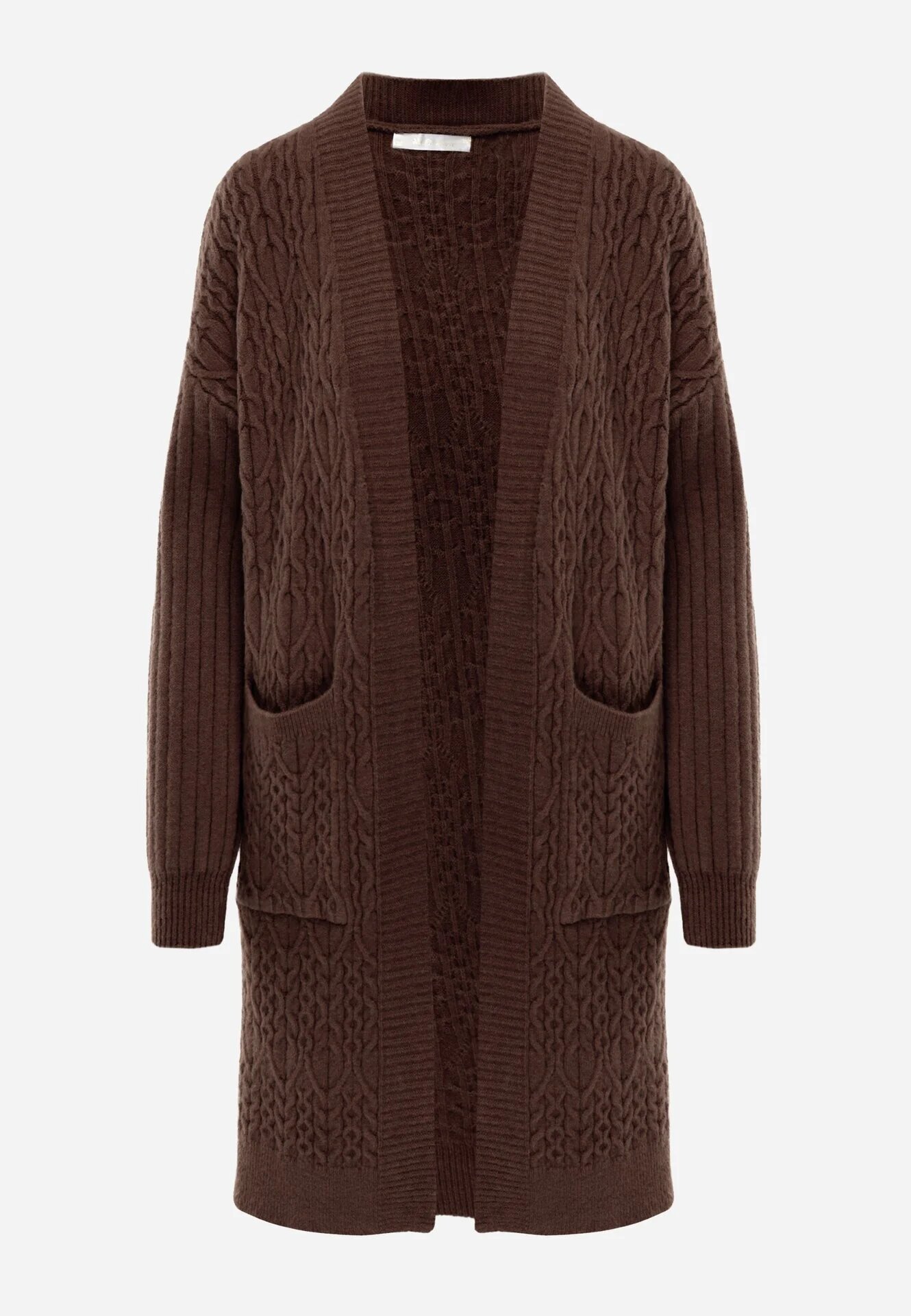m&d fashion Cardigan cu croi lung și împletituri Lerlit Maro