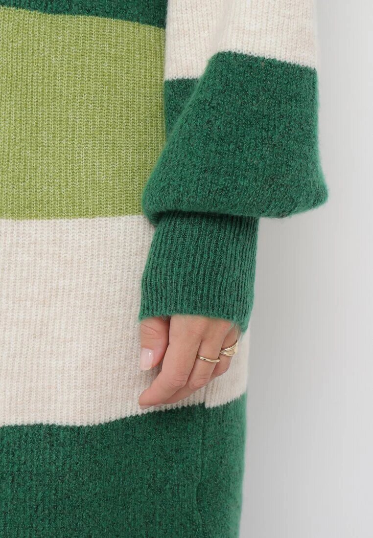 m&d fashion Cardigan Verde Lung în Dungi Amonta