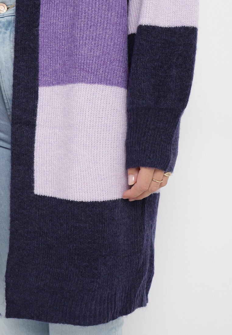 m&d fashion Cardigan Violet Lung în dungi Amonta