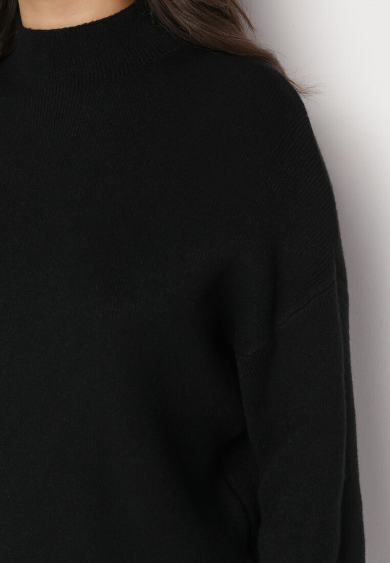 m&d fashion Pulover Negru Simplu cu Guler rulat Swenua