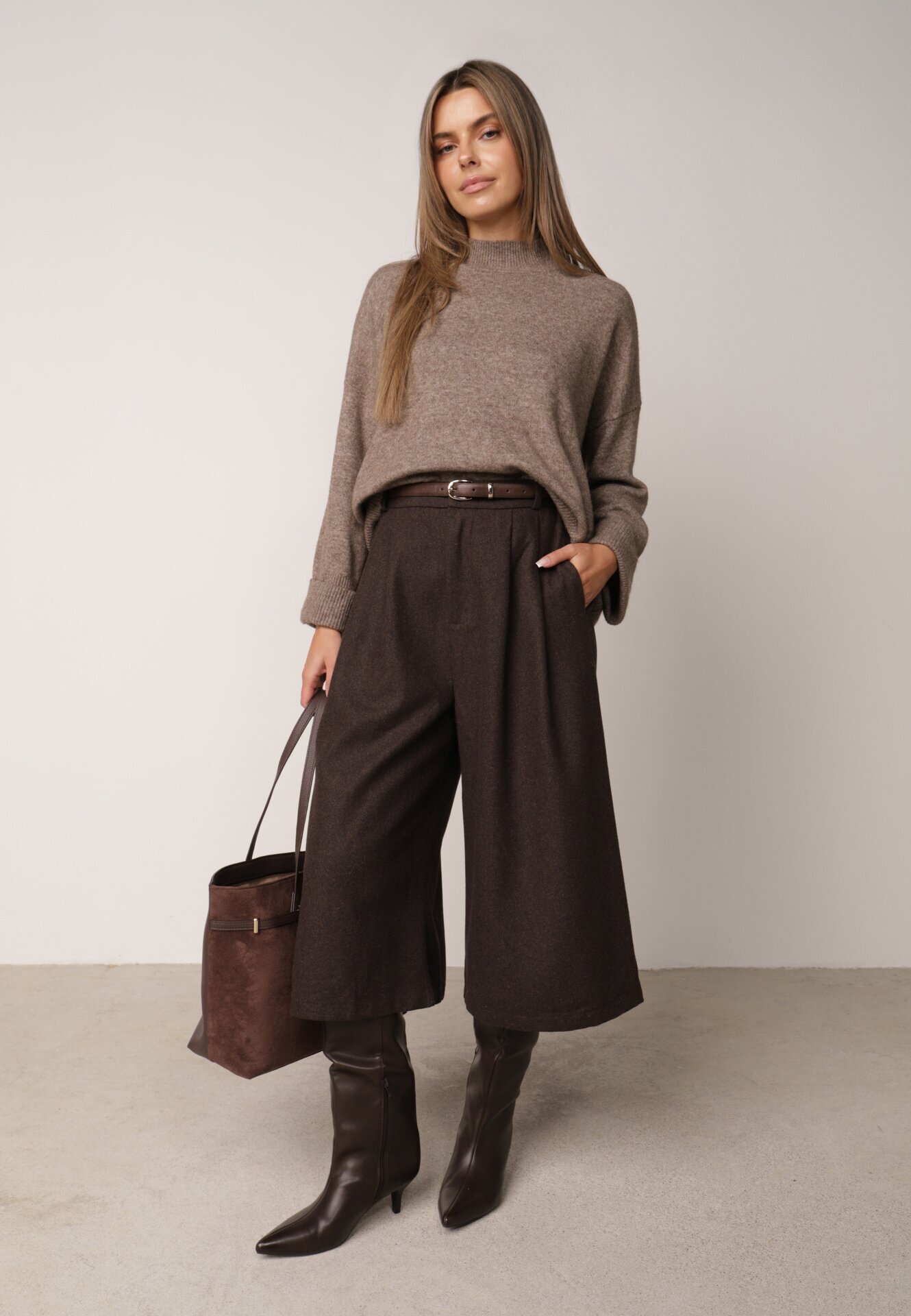 m&d fashion Pulover oversize cu adaos de lână cu guler înalt și manșete întoarse Jalowia Maro