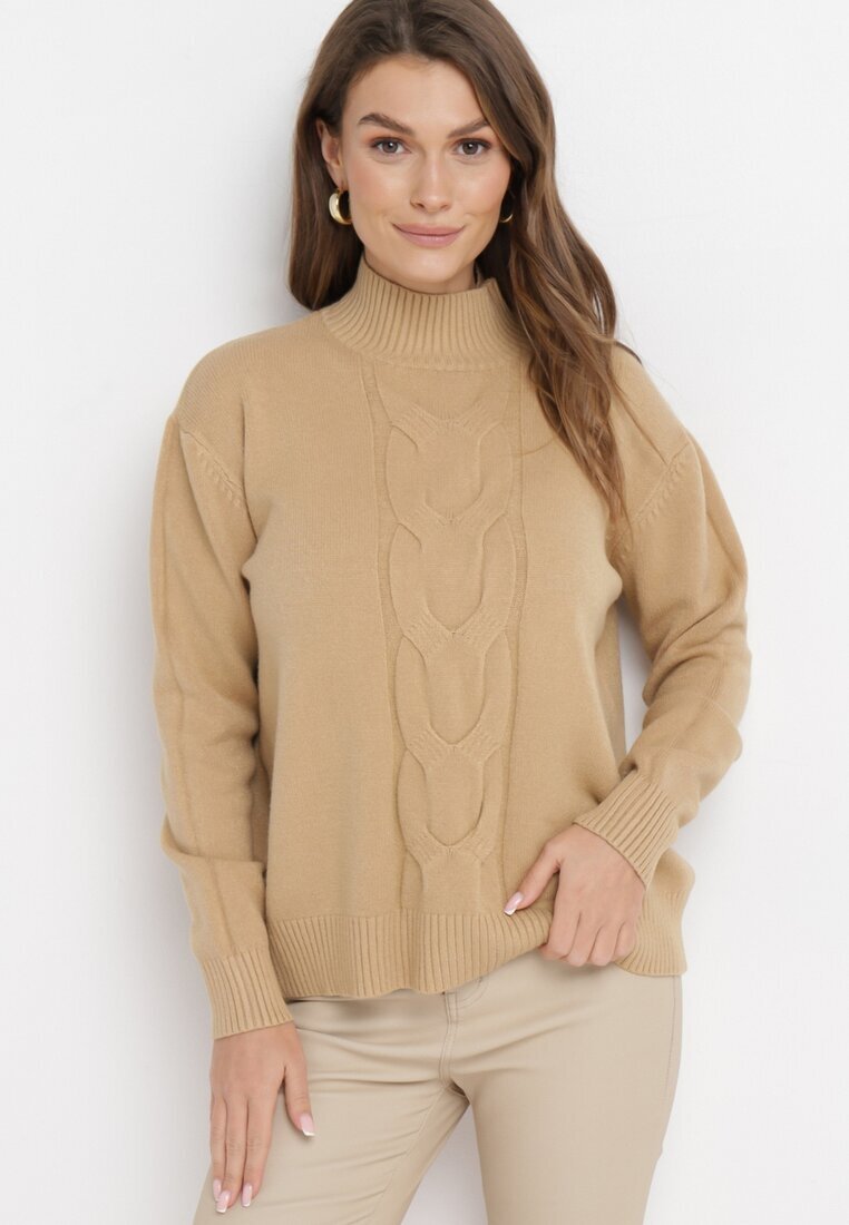 m&d fashion Pulover pe gât Bej Prisca