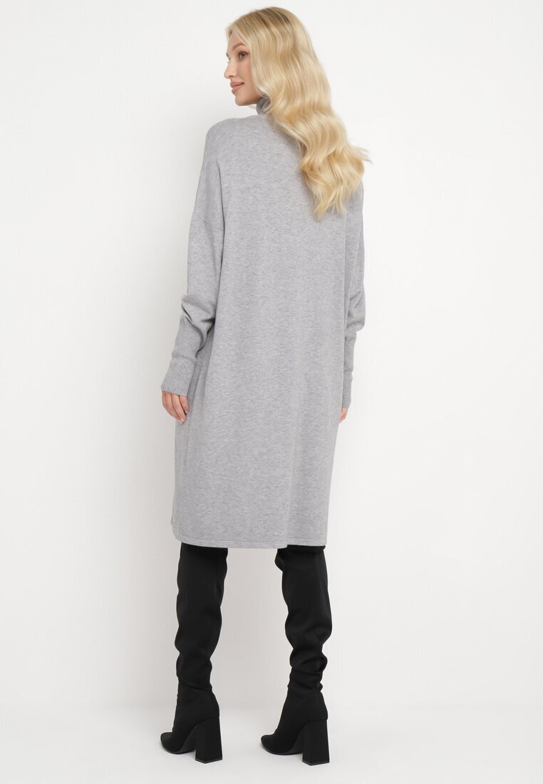 m&d fashion Rochie Cutie Gri cu Guler Înalt și Mânecă Lungă Blinne