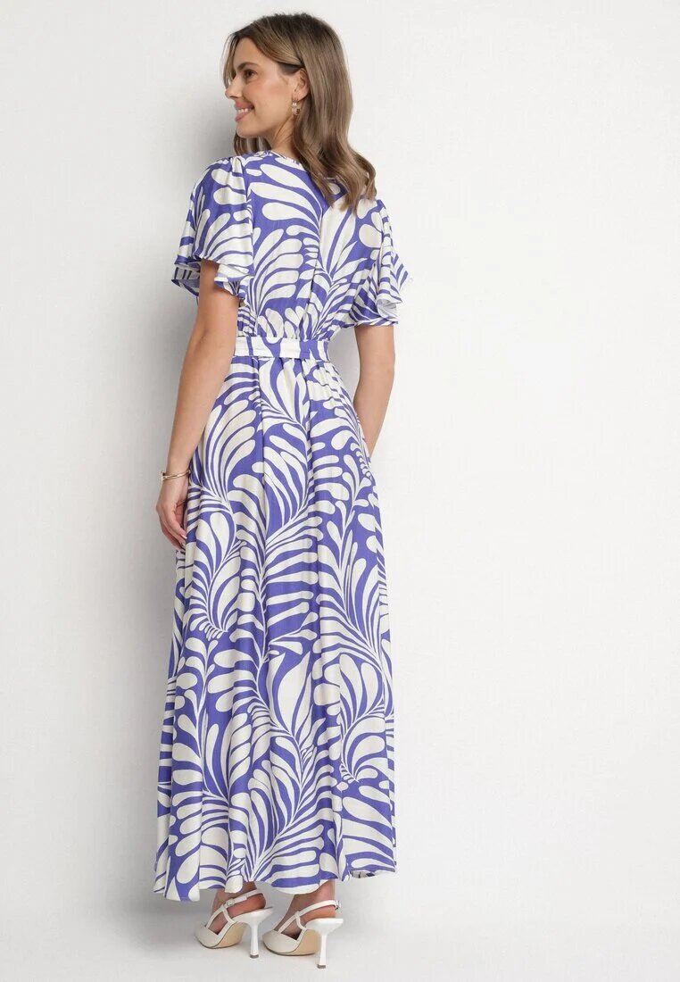 m&d fashion Rochie din viscoză albastră cu croială petrecută cu imprimeu floral Cinea