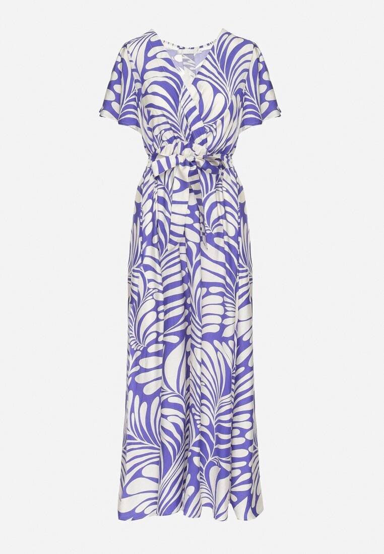 m&d fashion Rochie din viscoză albastră cu croială petrecută cu imprimeu floral Cinea