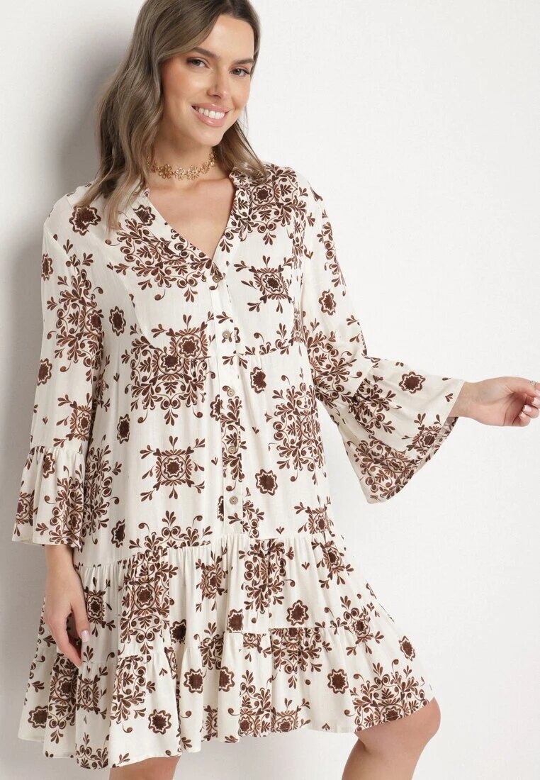 m&d fashion Rochie Maro din viscoză cu model geometric Filavara