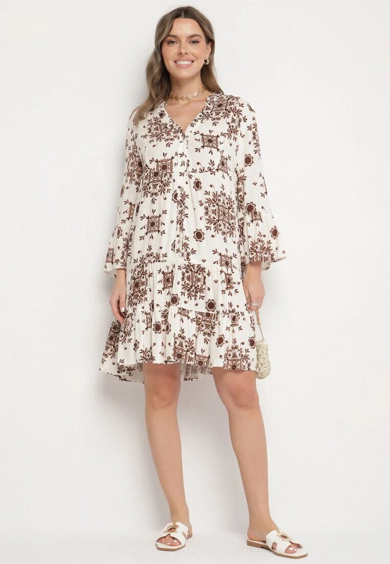 m&d fashion Rochie Maro din viscoză cu model geometric Filavara