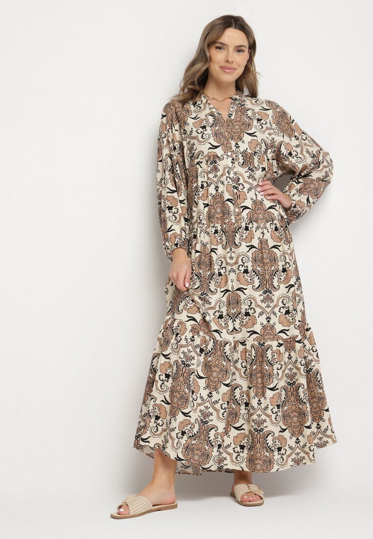 m&d fashion Rochie Maro din Viscoză Evazată cu Decolteu în V Atelida