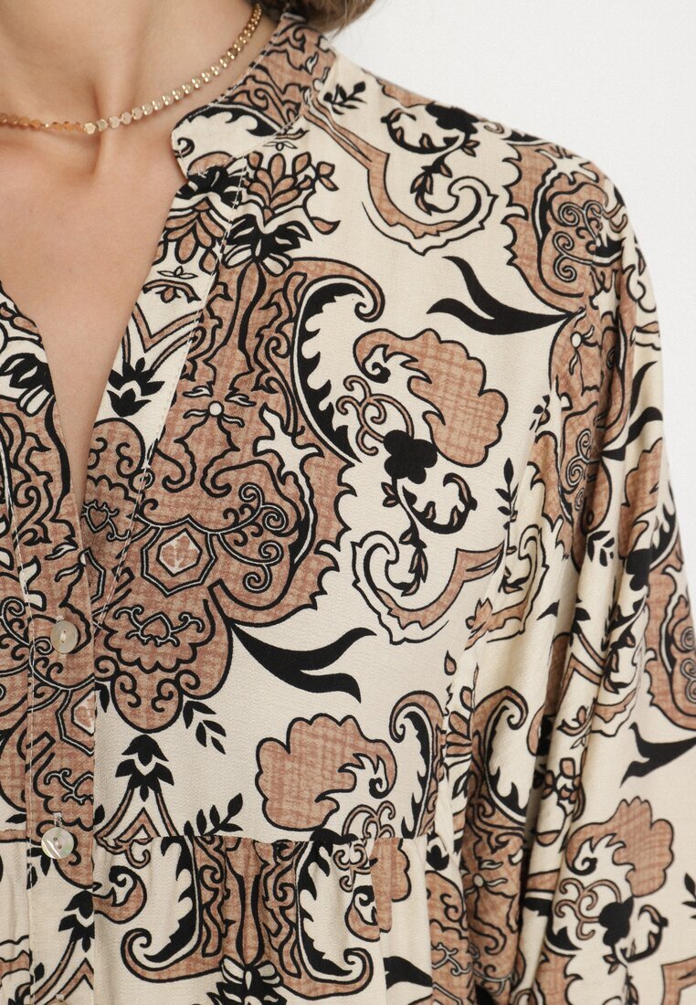 m&d fashion Rochie Maro din Viscoză Evazată cu Decolteu în V Atelida
