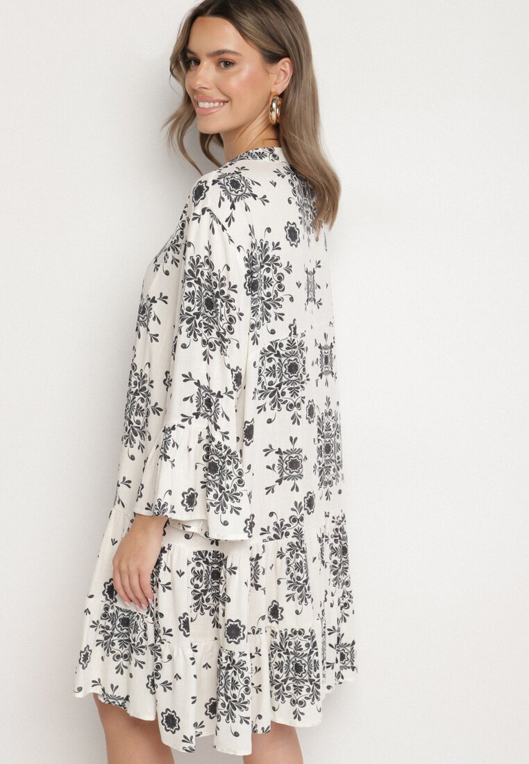 m&d fashion Rochie Neagră din Viscoză cu Model Geometric Filavara