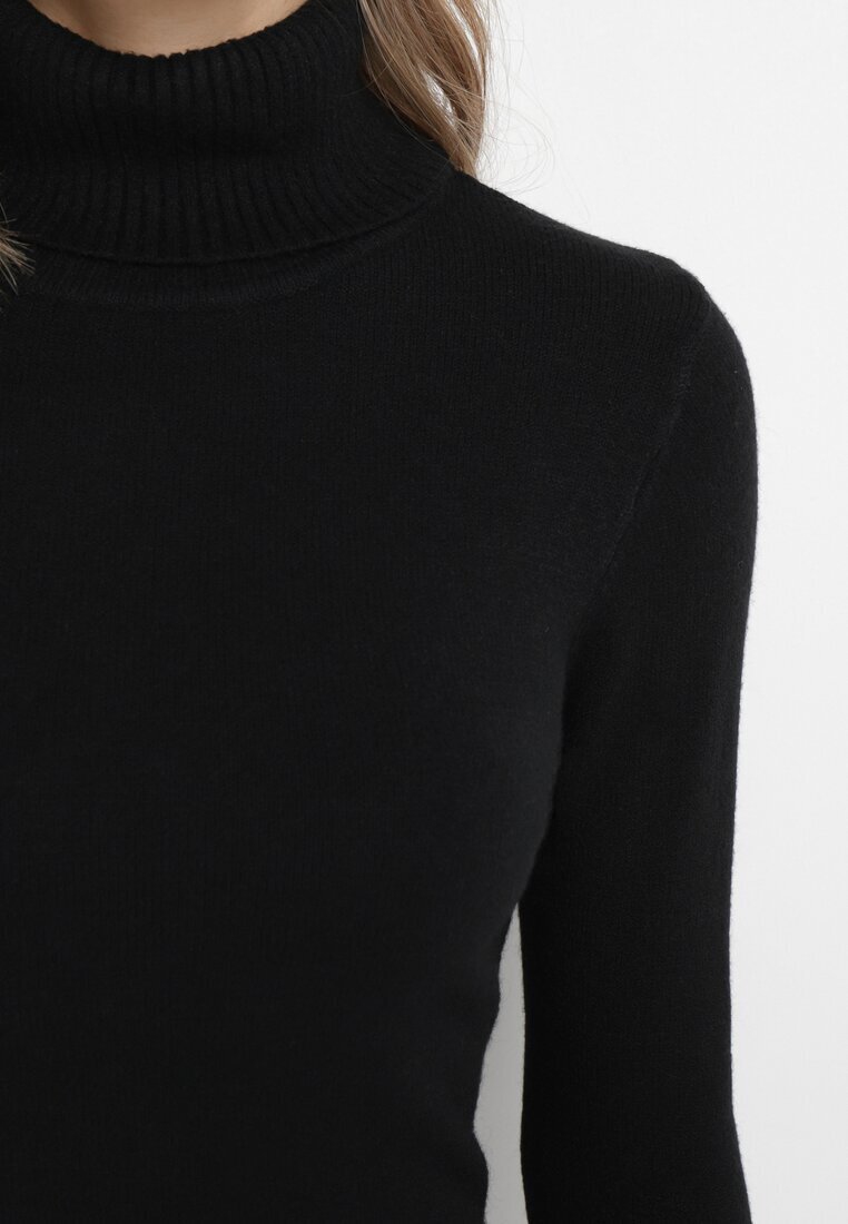 m&d fashion Rochie Neagră Midi cu Guler înalt în stil pulover Abdone