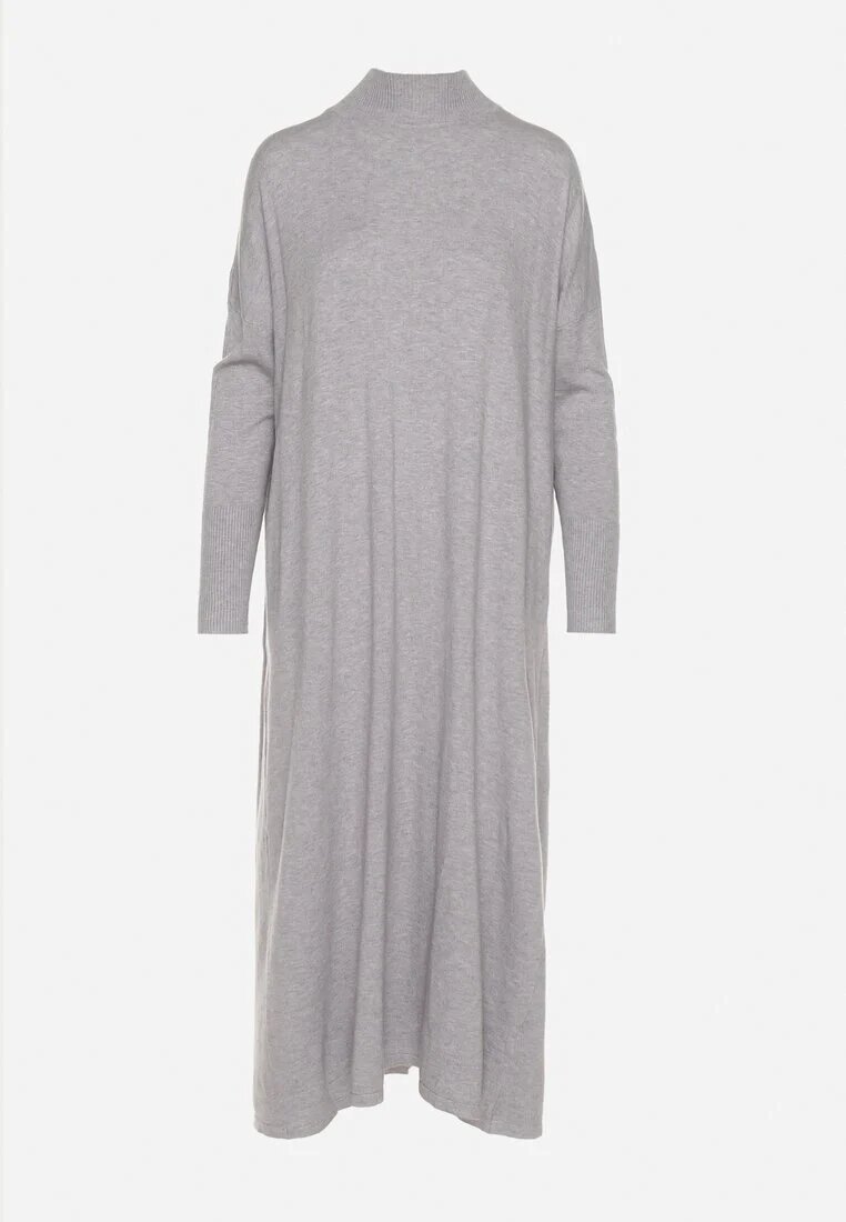 m&d fashion Rochie Pulover Gri deschis cu Guler înalt și Vâscoză cu Croi tip cutie Alirinna