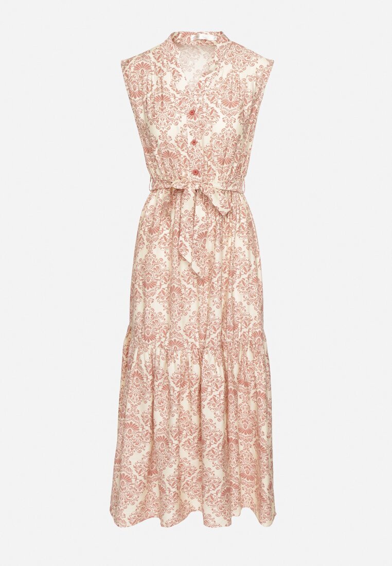 m&d fashion Rochie Roz din Viscoză Fără Mâneci cu cordon Filimea