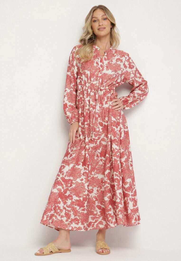 m&d fashion Rochie Roz Evazată cu Viscoză cu Imprimeu Floral Filirelle
