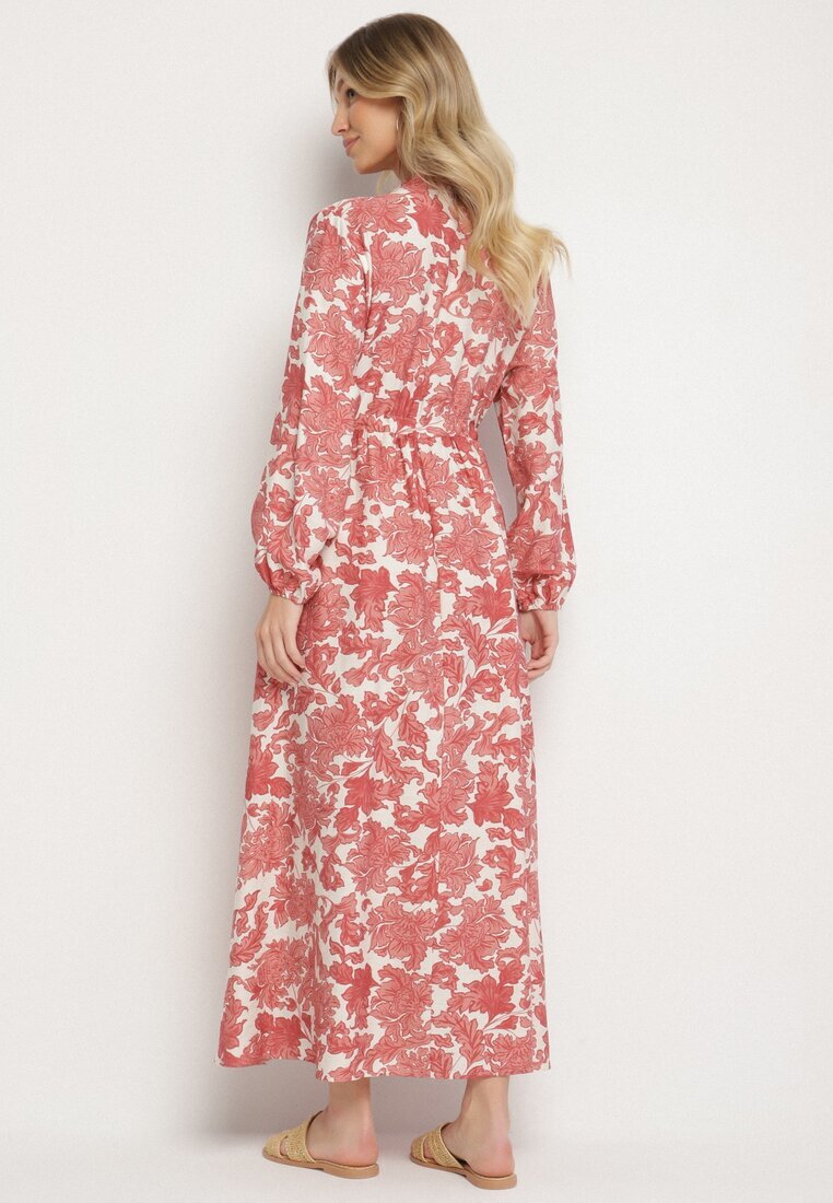 m&d fashion Rochie Roz Evazată cu Viscoză cu Imprimeu Floral Filirelle