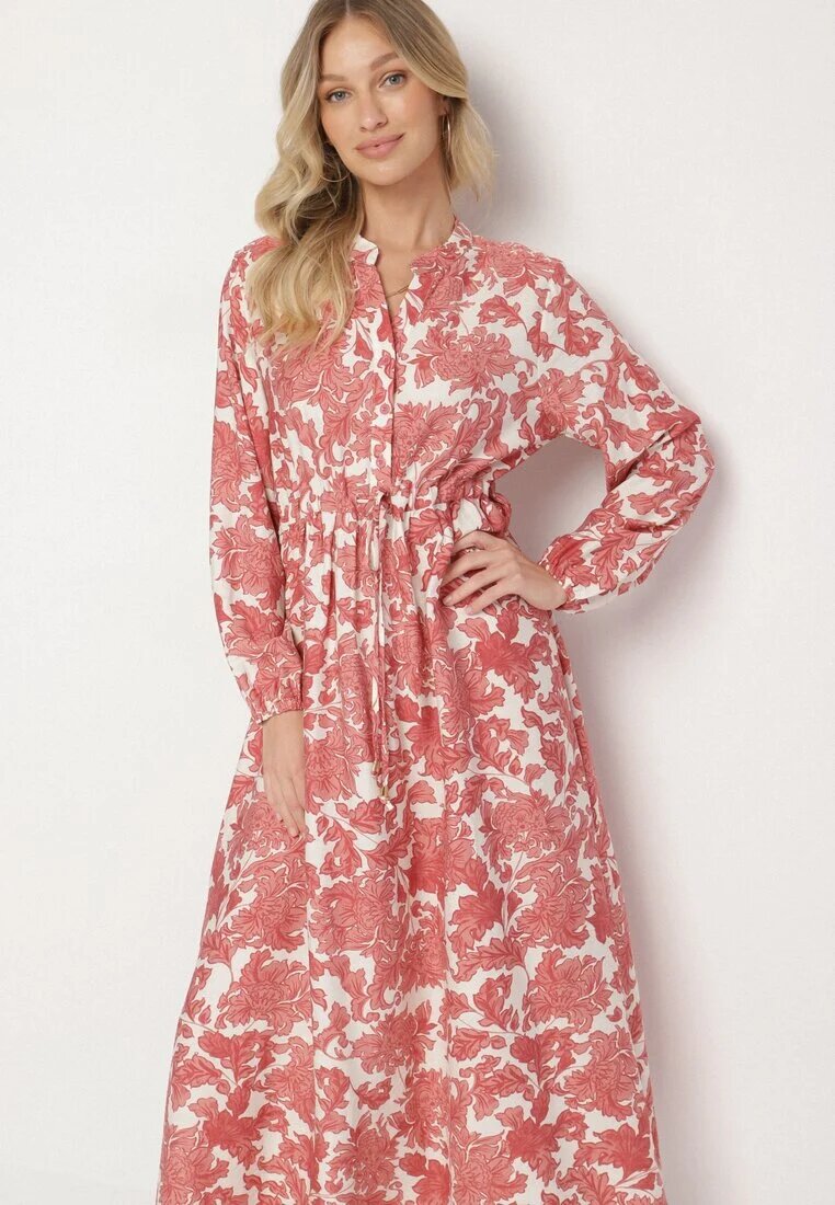 m&d fashion Rochie Roz Evazată cu Viscoză cu Imprimeu Floral Filirelle